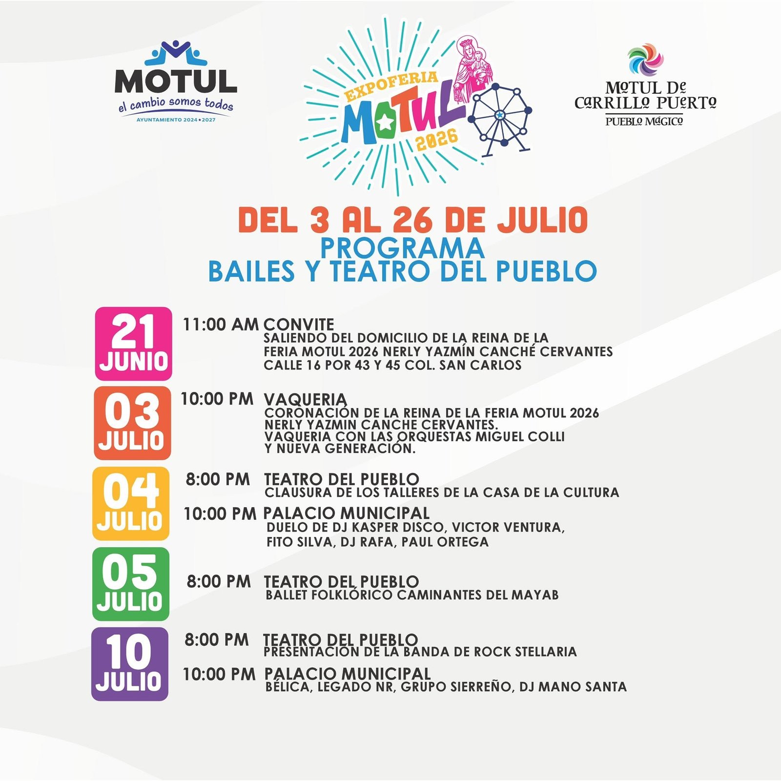 La Feria Motul 2026 ya tiene cartelera